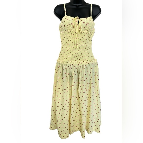 Free People Lavender Daze Midi Dress Strawberry Lemon Combo NWOT! SZ S - Picture 7 of 11